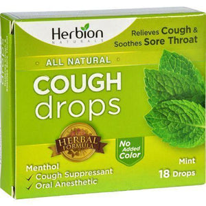 Herbion Naturals Cough Drops  All Natural  Mint  18 Drops